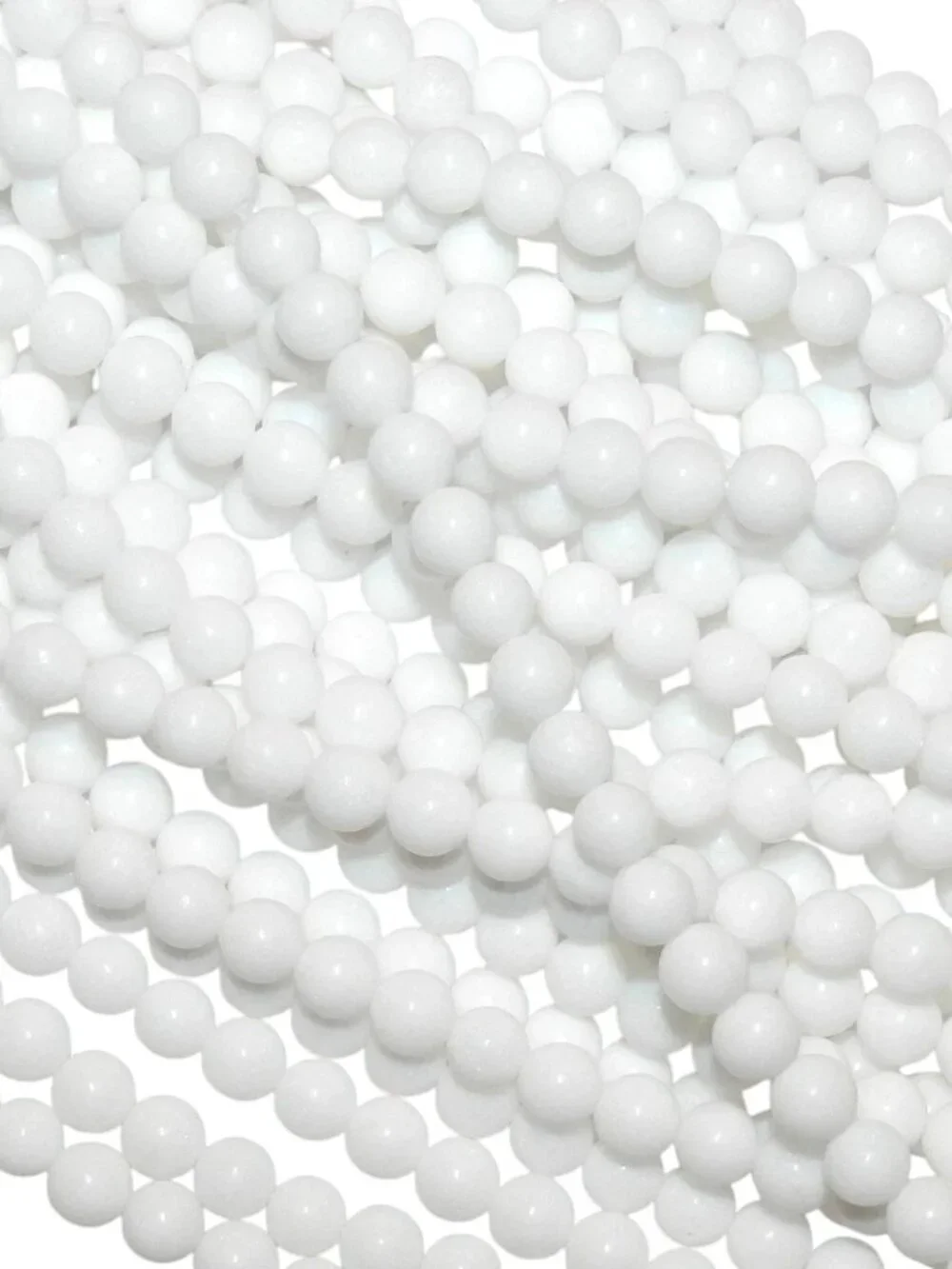 GR833 White Opaque Malay Jade 6mm Round Quartz Gemstone Beads 15